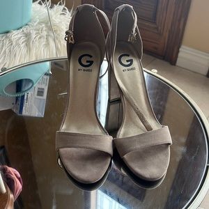 Guess open toe block heels